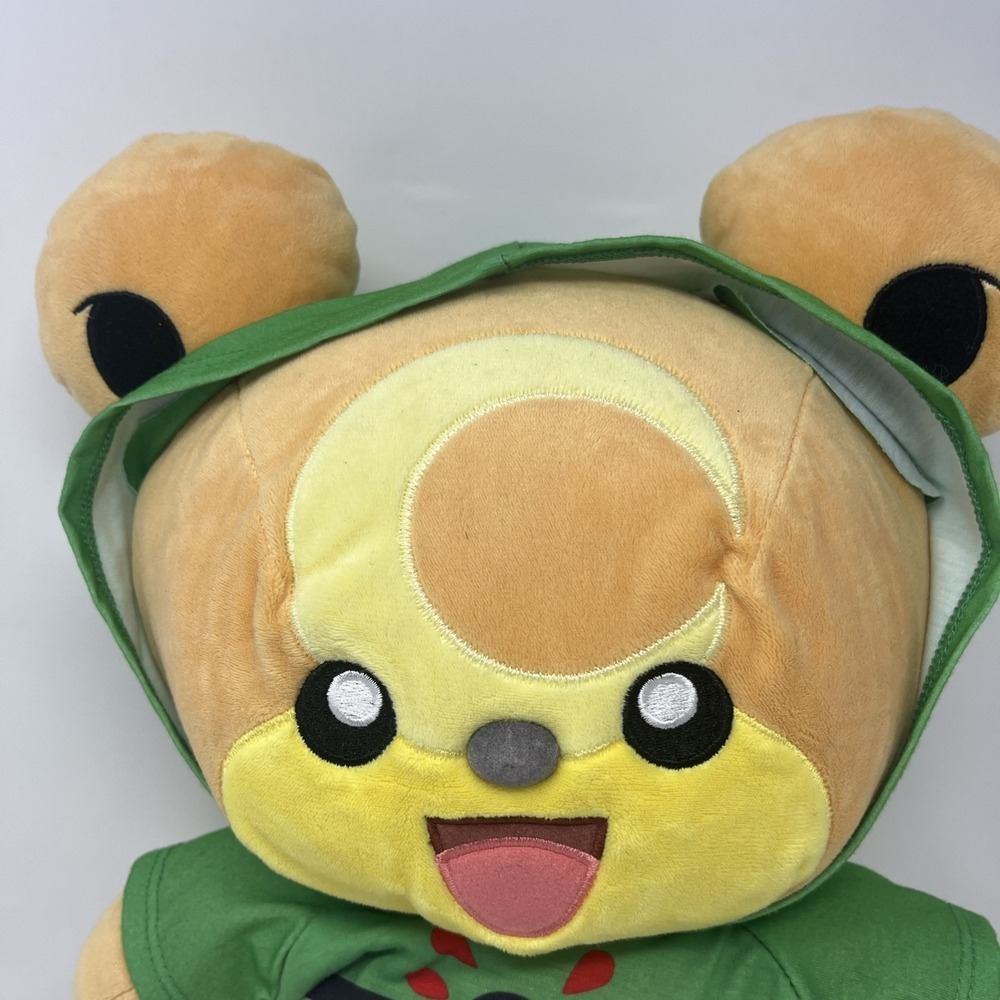 Build a Bear Pokemon Teddiursa 16" Plush W/ Green Hoodie Outfit Teddy - Picture 2 of 10
